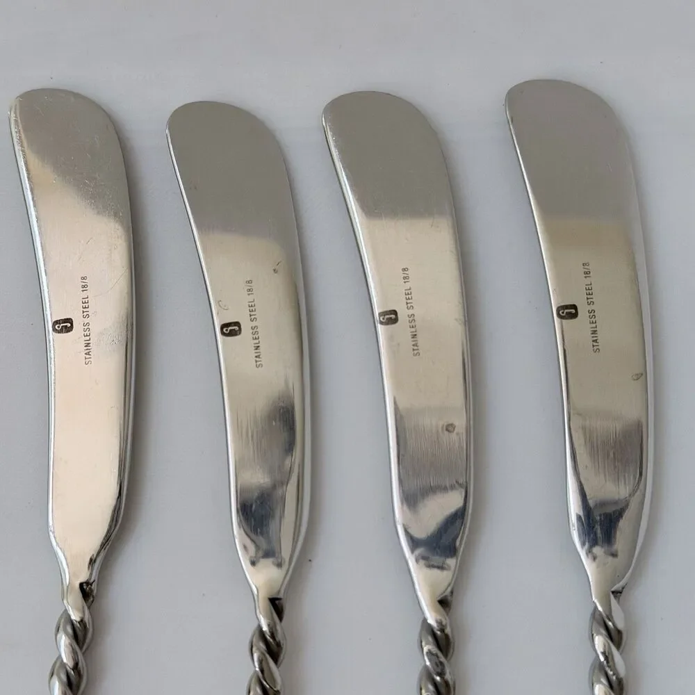 4pc Gourmet Settings Silver Braid Butter Spreader 7